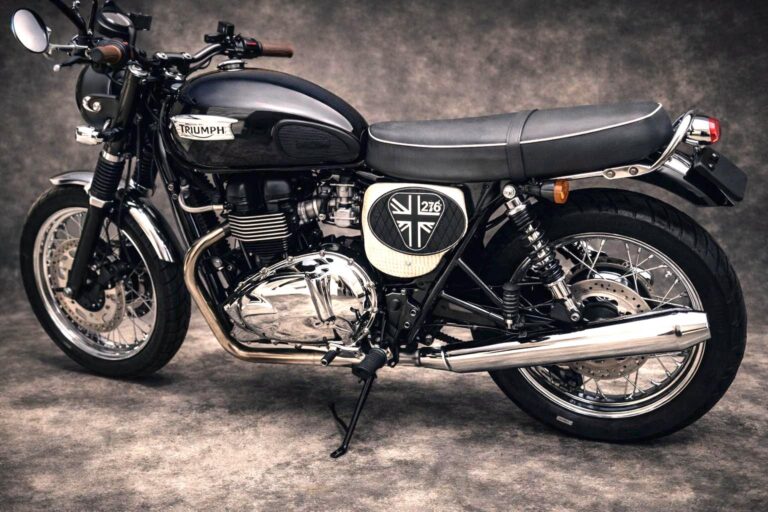 Triumph motorcycle side cover with a custom number plate