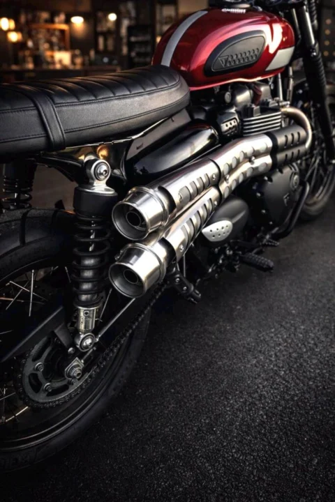 Finished custom Triumph motorcycle detail
